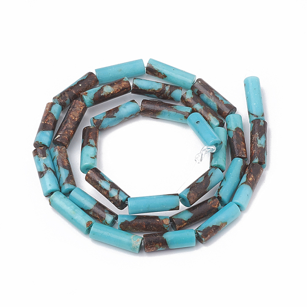 

PandaHall Assembled Bronzite and Synthetic Turquoise Beads Strands, Column, 12~13x4~4.5mm, Hole: 1~1.2mm, about 30pcs/strand, 15.9 inch...
