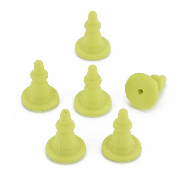 

PandaHall Silicone Ear Nuts, Earring Backs, for Stud Earring Making, Yellow Green, 11x8x8mm, Hole: 0.7mm Silicone