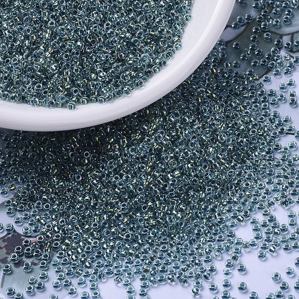 

PandaHall MIYUKI Round Rocailles Beads, Japanese Seed Beads, (RR3205) Magic Emerald Marine Lined Crystal, 11/0, 2x1.3mm, Hole: 0.8mm, about..., Cyan