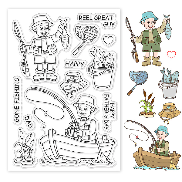 

PandaHall Men Pattern Clear Stamps, Hat/Boat/Fish/Men/Flower/Happy Father's Day Transparent Rubber Stamps for Scrapbooking Stamps Card...