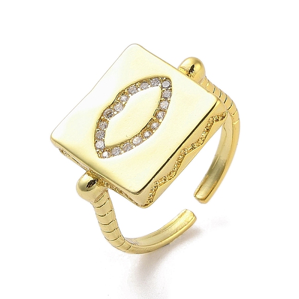 

PandaHall Brass Micro Pave Cubic Zirconia Cuff Rings, Lip, Real 18K Gold Plated, US Size 7 1/4(17.5mm) Brass+Cubic Zirconia Lip Clear