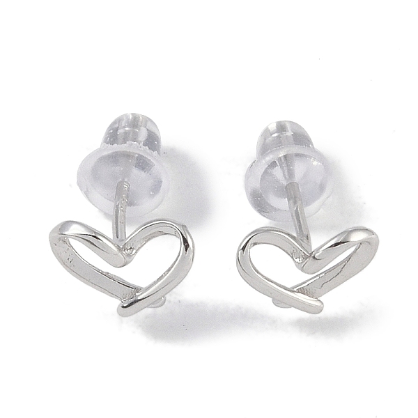 

PandaHall Heart Rhodium Plated 999 Sterling Silver Stud Earrings for Women, with 999 Stamp, Platinum, 6x8mm Sterling Silver Heart