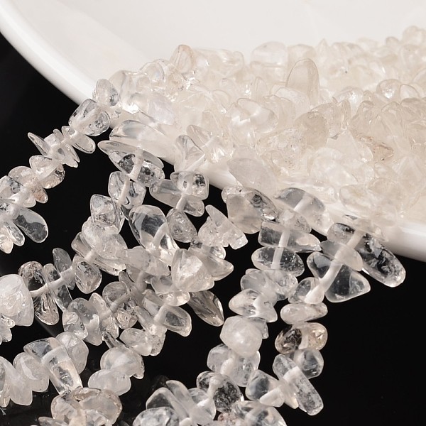 

PandaHall Chip Natural Quartz Crystal Beads Strands, Rock Crystal Beads, 4~6x8~12x2~4mm, Hole: 1mm, about 32 inch Quartz Crystal Chip