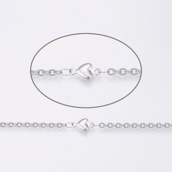 

PandaHall 304 Stainless Steel Cable Chains, Soldered, Heart, Stainless Steel Color, 10x5x2mm, 3x2x0.3mm, about: , about 32.8 Feet(10m)/card...