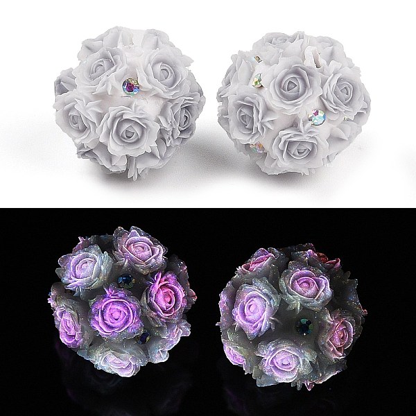 

PandaHall Acrylic Handmade Luminous Polymer Clay Rhinestone Beads, Glow in the Dark, Flower, Gainsboro, 19.5~23.5mm, Hole: 3mm Polymer Clay..., Gray