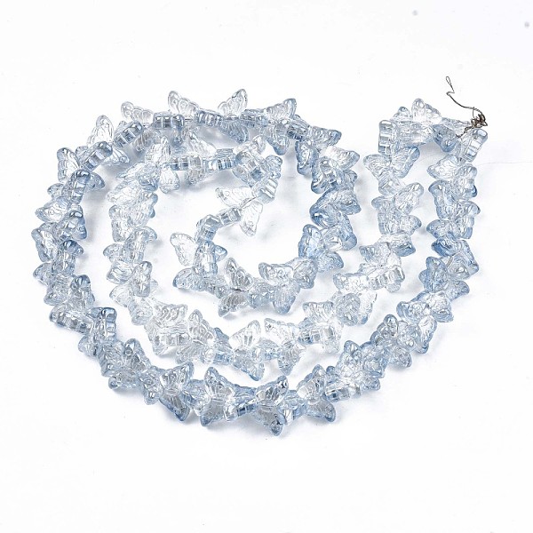 

PandaHall Electroplate Glass Beads Strand, Pearl Luster Plated, Butterfly, Aqua, 7~8x14~15x5mm, Hole: 0.8mm, about 100pcs/strand, 22.05..., Cyan