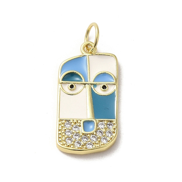 

PandaHall Brass Micro Pave Cubic Zirconia Pendants, with Enamel, with Jump Ring, Real 18K Gold Plated, Abstract Face, White, 23.5x11.5x2mm...
