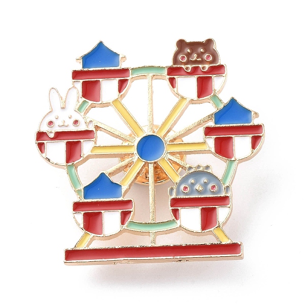 

PandaHall Sky Wheel with Animal Enamel Pin, Light Gold Alloy Cartoon Badge for Backpack Clothes, Colorful, 31~38.5x20~37.5x2mm Alloy+Enamel...