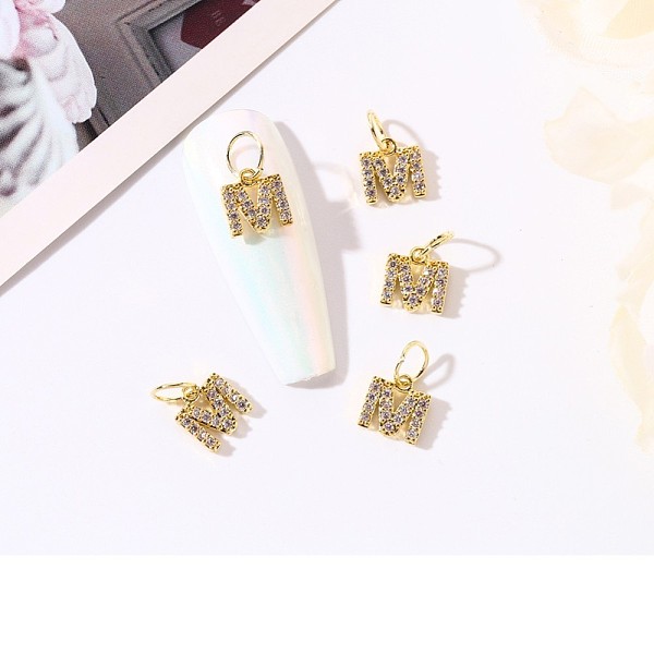 

PandaHall Alloy Cabochons, with Crystal AB Rhinestone, Nail Art Decoration Accessories for Women, Letter.M, 1mm Alloy+Rhinestone Letter M..., Clear
