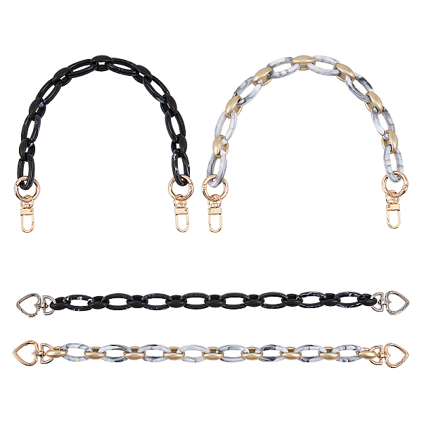 pandahall superfindings acrylic and spray painted ccb plastic chains bag handles, with golden alloy spring gate rings and zinc alloy swivel...