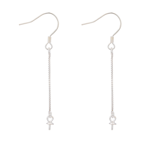 

PandaHall 925 Sterling Silver Earring Hooks Findings, with 925 Stamp, with Box Chain & Cup Pearl Bail Pin, Silver, 50.5x0.8mm, 20 Gauge, Pin...