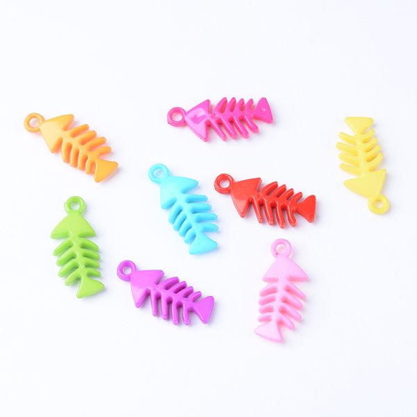 

PandaHall Opaque Acrylic Pendants, Fishbone, Mixed Color, 33x14.5x5mm, Hole: 2.5mm Acrylic Fish Multicolor