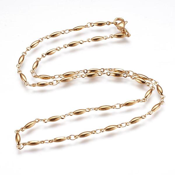 

PandaHall 304 Stainless Steel Chain Necklaces, with Lobster Claw Clasps, Ion Plating (IP), Horse Eye, Golden, 17.9 inch(45.5cm) 304...