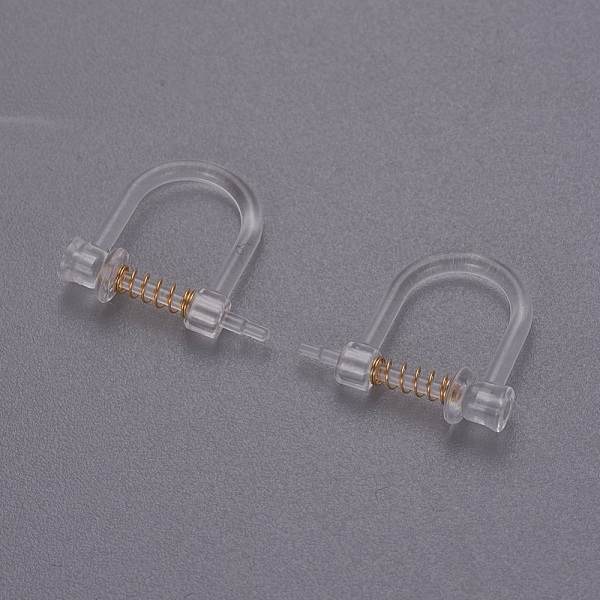 

PandaHall Plastic Clip-on Earring Findings, with Stainless Steel Findings, Real 18k Gold Plated, 11x13x3.5mm Plastic