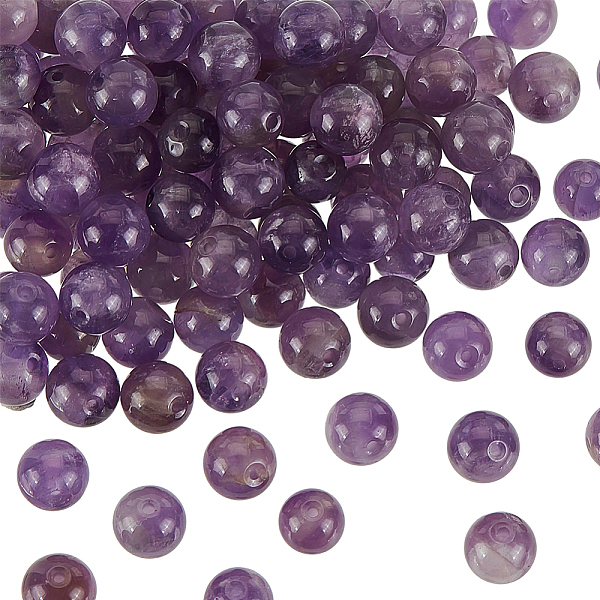 

PandaHall Olycraft Natural Amethyst Beads Strands, Round, 6mm, Hole: 1mm Amethyst Round