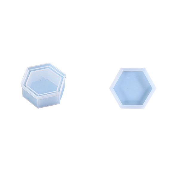 

PandaHall DIY Food Grade Silicone Storage Box Molds, Resin Casting Molds, Hexagon, 84~90x37mm Silicone Hexagon White