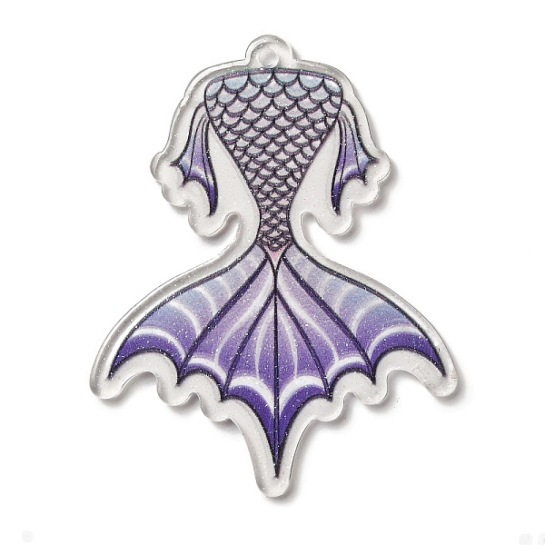 

PandaHall Printed Transparent Acrylic Pendants, Mermaid Tails, Slate Blue, 56.5x45x2mm, Hole: 2mm Acrylic Others