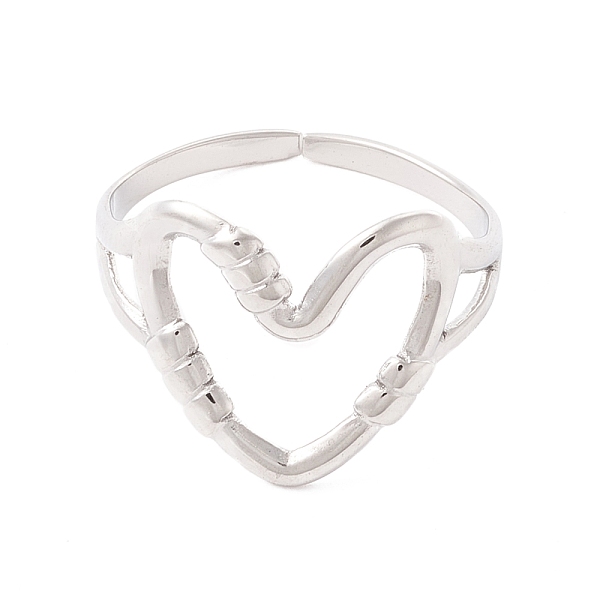 

PandaHall 304 Stainless Steel Cuff Ring, Heart, Stainless Steel Color, US Size 6 1/4(16.7mm) 304 Stainless Steel