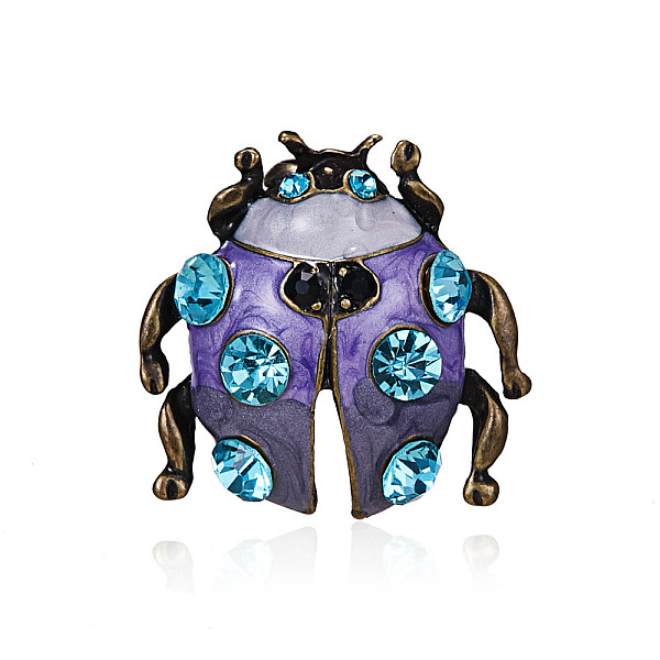 

PandaHall Ladybug Alloy Enamel Pin Brooch, with Rhinestone, Medium Purple, 30x25mm Alloy+Enamel Ladybug