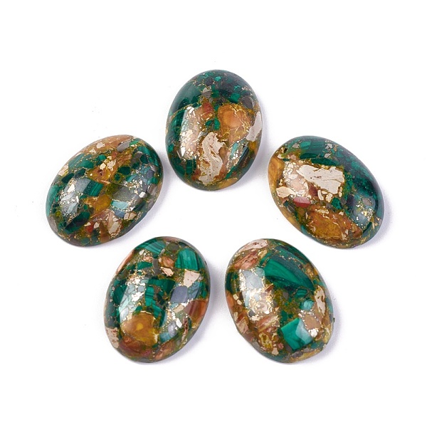 

PandaHall Assembled Synthetic Malachite and Imperial Jasper Cabochons, Dyed, Oval, 25~25.5x18~18.5x7.2mm Malachite Oval