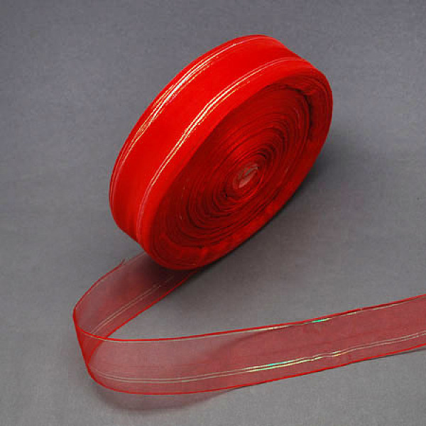 

PandaHall Organza Ribbon, Christmas Ribbon, Red, 7/8 inch(22mm), 100yards/roll(91.44m/roll) Polyester None Red