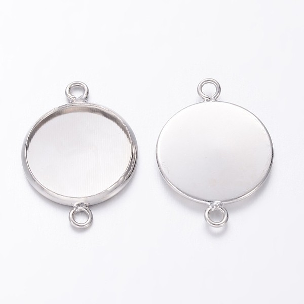 

PandaHall Brass Cabochon Connector Settings, Plain Edge Bezel Cups, Lead Free & Cadmium Free & Nickel Free, Flat Round, Platinum, Tray...