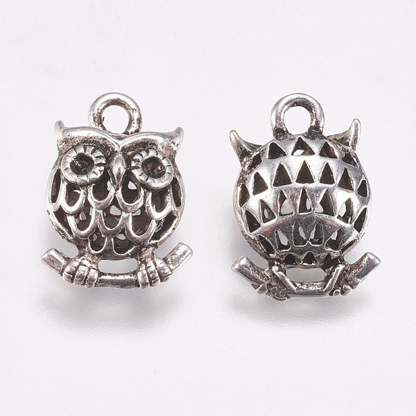 

PandaHall Alloy Pendants, Owl, Hollow, Lead Free & Nickel Free, Antique Silver, 17x12x7mm, Hole: 2mm Alloy Owl