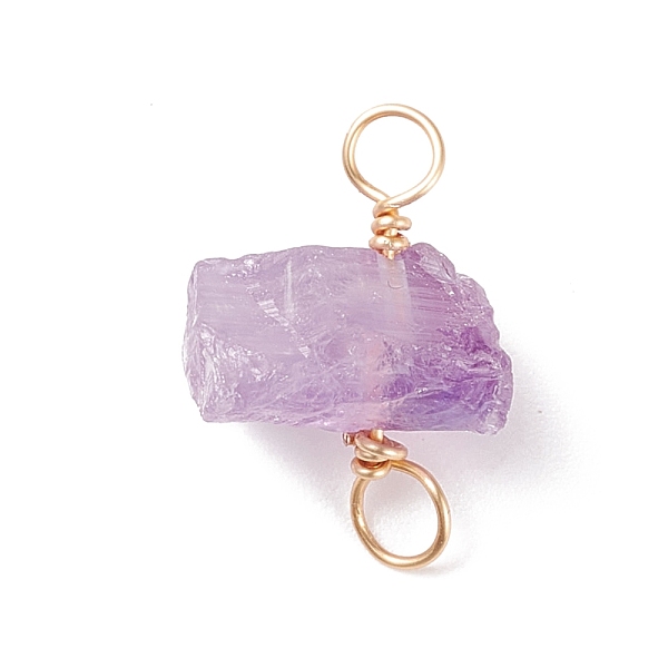 

PandaHall Rough Raw Natural Ametrine Connector Charms, with Real 18K Gold Plated Tone Copper Wire Double Loops, Nuggets...