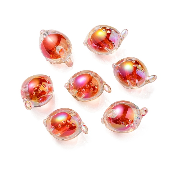 

PandaHall UV Plating Rainbow Iridescent Acrylic Beads, Two Tone Bead in Bead, Fish, Red, 15x17x15mm, Hole: 3.5mm Acrylic Fish Red