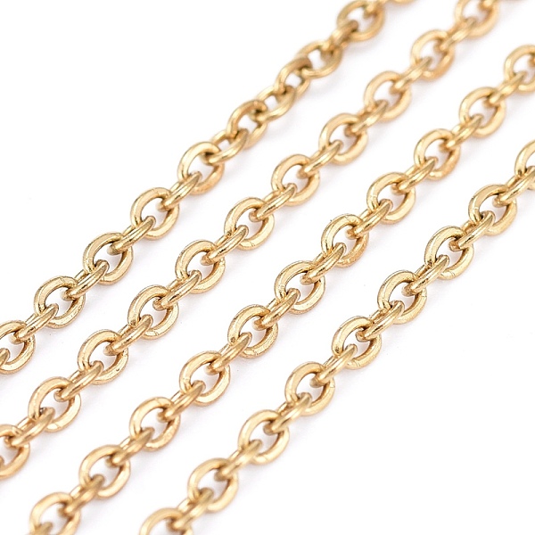 

PandaHall 304 Stainless Steel Cable Chains, Soldered, with Spool, Flat Oval, Golden, 2.5x2x0.5mm, about 32.8 Feet(10m)/roll 304 Stainless...