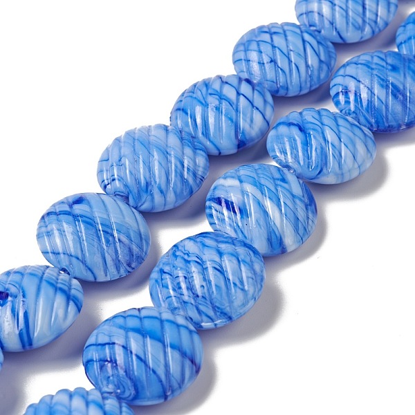 

PandaHall Handmade Lampwork Beads Strand, Flat Round, Royal Blue, 20x10mm, Hole: 1.2mm, about 18pcs/strand, 13.78 inch(35cm) Lampwork Flat...