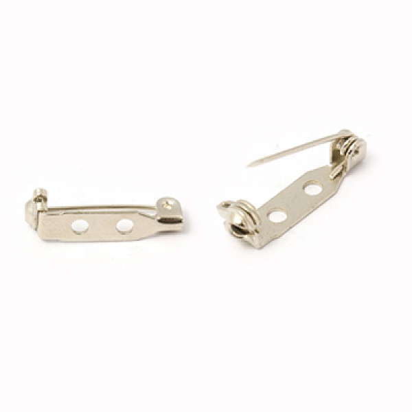 

PandaHall Iron Brooch Findings, Back Bar Pins, with Two Holes, Platinum, 20x5x6mm, Hole: 2mm Iron
