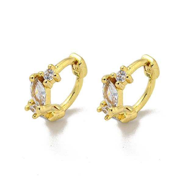

PandaHall Brass Micro Pave Cubic Zirconia Hoop Earring, Real 18K Gold Plated, Flower, 8x3mm Brass Flower