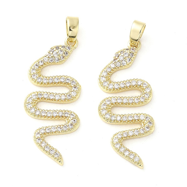

PandaHall Rack Plating Brass Micro Pave Clear Cubic Zirconia Pendants, Snake, Real 18K Gold Plated, 28.5x12x2mm, Hole: 5x3mm Brass+Cubic...