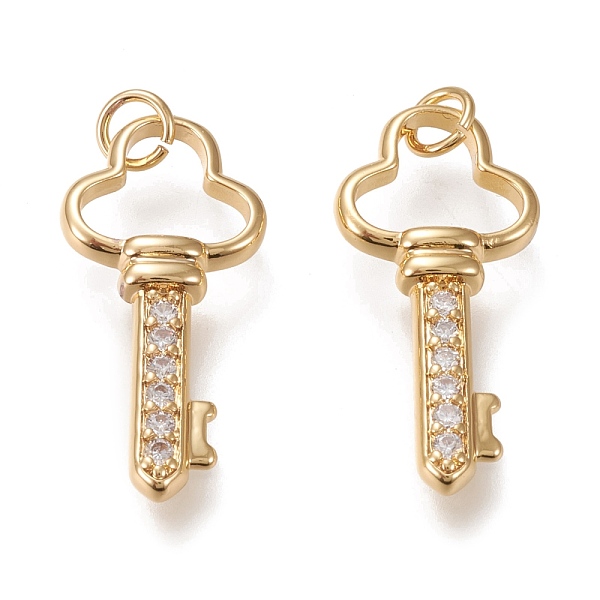 

PandaHall Brass Micro Pave Cubic Zirconia Pendants, Long-lasting Plated, Cloudy Key, Clear, Golden, 27x13x2mm, Hole: 3.4mm Brass+Cubic...
