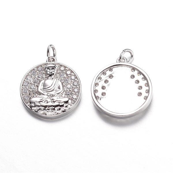 

PandaHall Brass Micro Pave Cubic Zirconia Pendants, Flat Round with Buddha, Cadmium Free & Lead Free & Nickel Free, Mixed Color, 16x14x3mm...