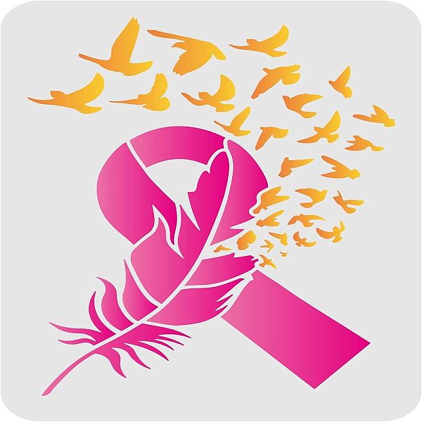 

PandaHall FINGERINSPIRE Breast Cancer Ribbon Stencil 29.7x21cm Feather Stencil Plastic Awareness Ribbon Template Reusable Breast Cancer...