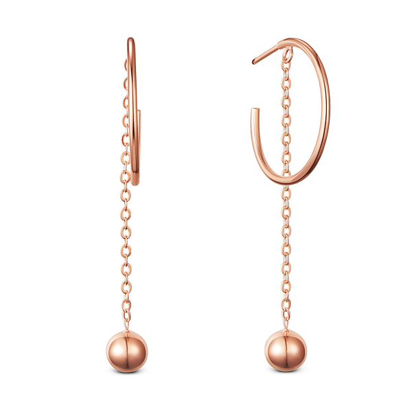 

PandaHall SHEGRACE 925 Sterling Silver Stud Earrings, Half Hoop Earrings, with Arch and Bead, Rose Gold, 49mm Packing Size: 53x53x37mm...