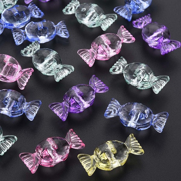 

PandaHall Transparent Acrylic Beads, Faceted, Candy, Mixed Color, 13.5x29x11mm, Hole: 2.5mm, about 270pcs/500g Acrylic Candy Multicolor