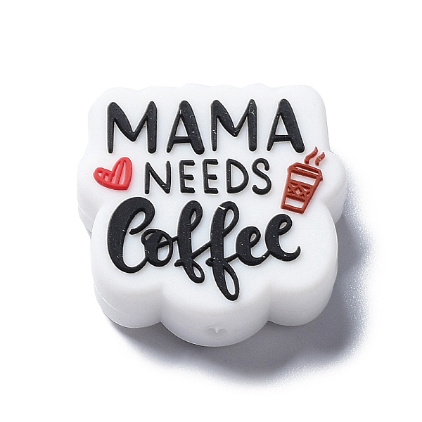 

PandaHall Mother's Day Silicone Beads, Chewing Beads For Teethers, DIY Nursing Necklaces Making, Word Mom Need Coffee, Colorful, 29x28x8.5mm...