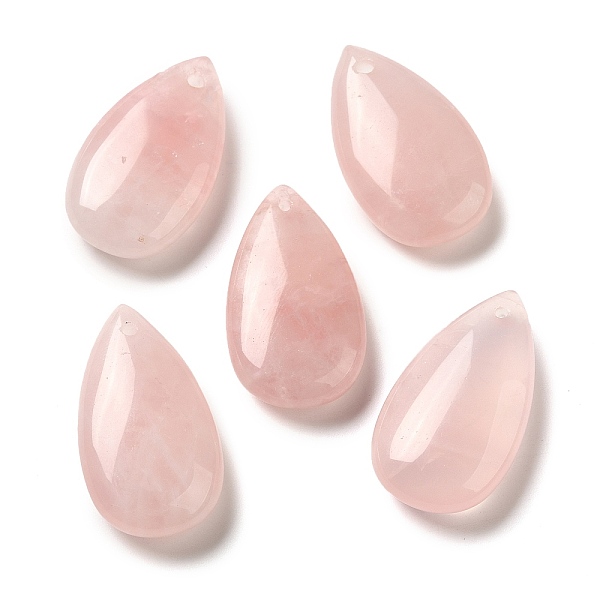 

PandaHall Natural Rose Quartz Pendants, Teardrop Charms, 31~33x16~17x6.5~8mm, Hole: 1.4mm Rose Quartz Teardrop