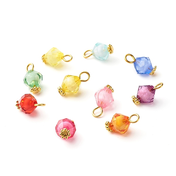 

PandaHall Transparent Acrylic Charms, with Alloy Daisy Spacer Beads and Iron Flat Head Pins, Bicone, Mixed Color, 14x8mm, Hole: 2.5mm..., Multicolor