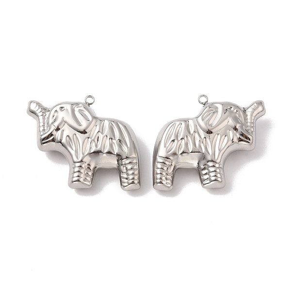 

PandaHall 304 Stainless Steel Pendants, Elephant Charm, Stainless Steel Color, 36.5x42x11mm, Hole: 3mm 304 Stainless Steel Elephant