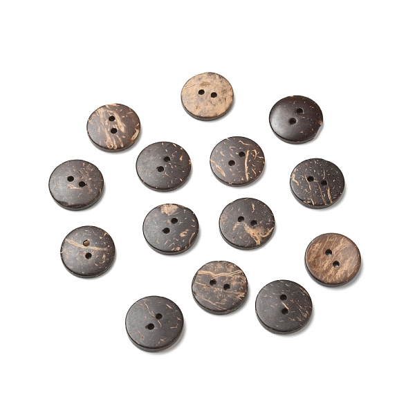 

PandaHall 2-Hole Natural Coconut Buttons, Flat Round, Coconut Brown, 17.5x3mm, Hole: 1.8mm Coconut Flat Round
