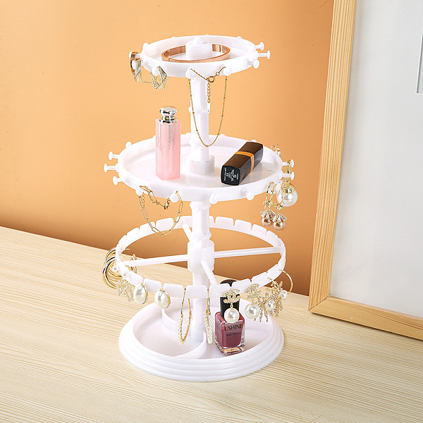 PandaHall 3-Tier Rotatable Round Acrylic Jewelry Display Tower with Tray, Desktop Jewelry Organizer Holder for Earring Rings Bracelets...