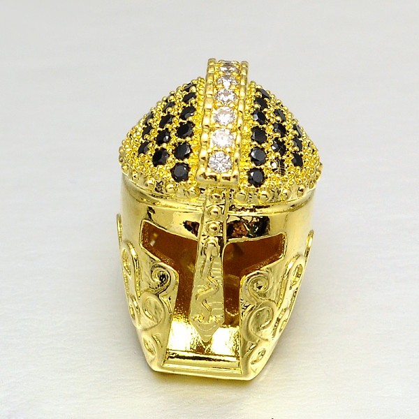 

PandaHall Brass Micro Pave Cubic Zirconia Gladiator Helmet Beads, Lead Free and Cadmium Free, Golden, 17x11mm, Hole: 1.5mm Brass+Cubic...