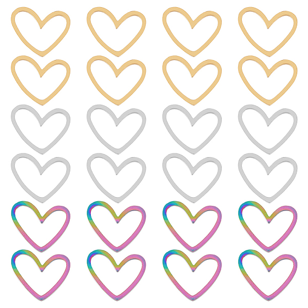 

PandaHall DICOSMETIC 24Pcs 3 Colors 201 Stainless Steel Linking Rings, Laser Cut, Asymmetrical Heart, Mixed Color, 10.5x13x1mm, 8pcs/color...