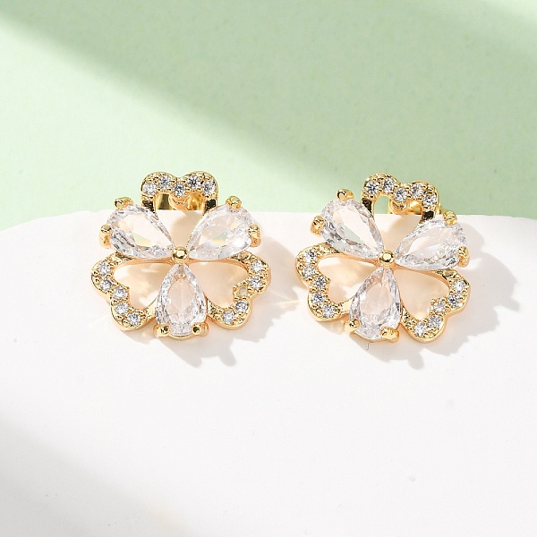 Boucles d'oreilles en laiton avec micro pavé de zircons cubiques pour femmes