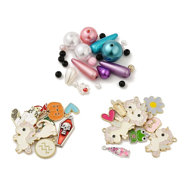 

PandaHall 100G Acrylic Bead, with 10Pcs Alloy Enamel Pendant, for DIY Finding, Mixed Shapes, 14~31.5x8~26.5x1.5~4mm, Hole: 1.5~2mm..., Multicolor