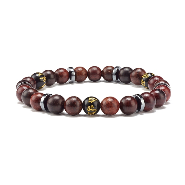 

PandaHall Buddhism Prayer Beads Stretch Bracelet, Natural Obsidian & Non-magnetic Synthetic Hematite & Wood Beads Energy Bracelet for Men...